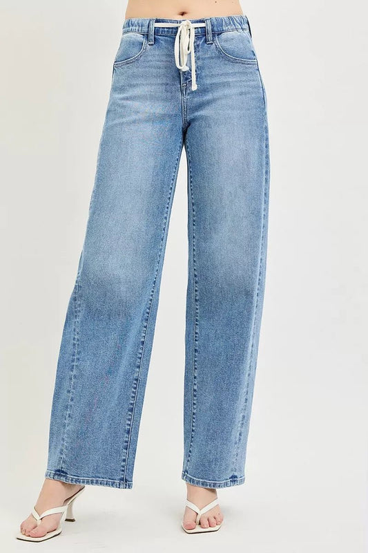 RISEN Relaxed Fit Drawstring Waist Jeans - Bitsy Gypsy Boutique