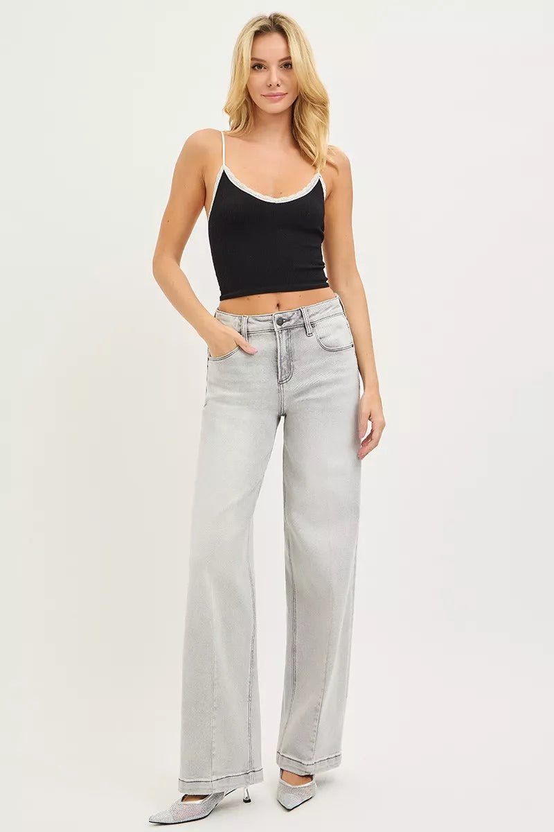 RISEN Slouchy Baggy Jeans with Contrast Stitching - Bitsy Gypsy Boutique