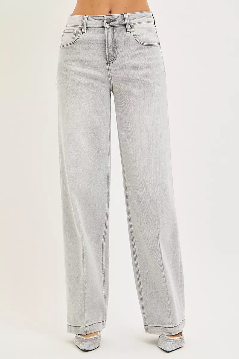 RISEN Slouchy Baggy Jeans with Contrast Stitching - Bitsy Gypsy Boutique
