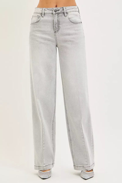 RISEN Slouchy Baggy Jeans with Contrast Stitching - Bitsy Gypsy Boutique