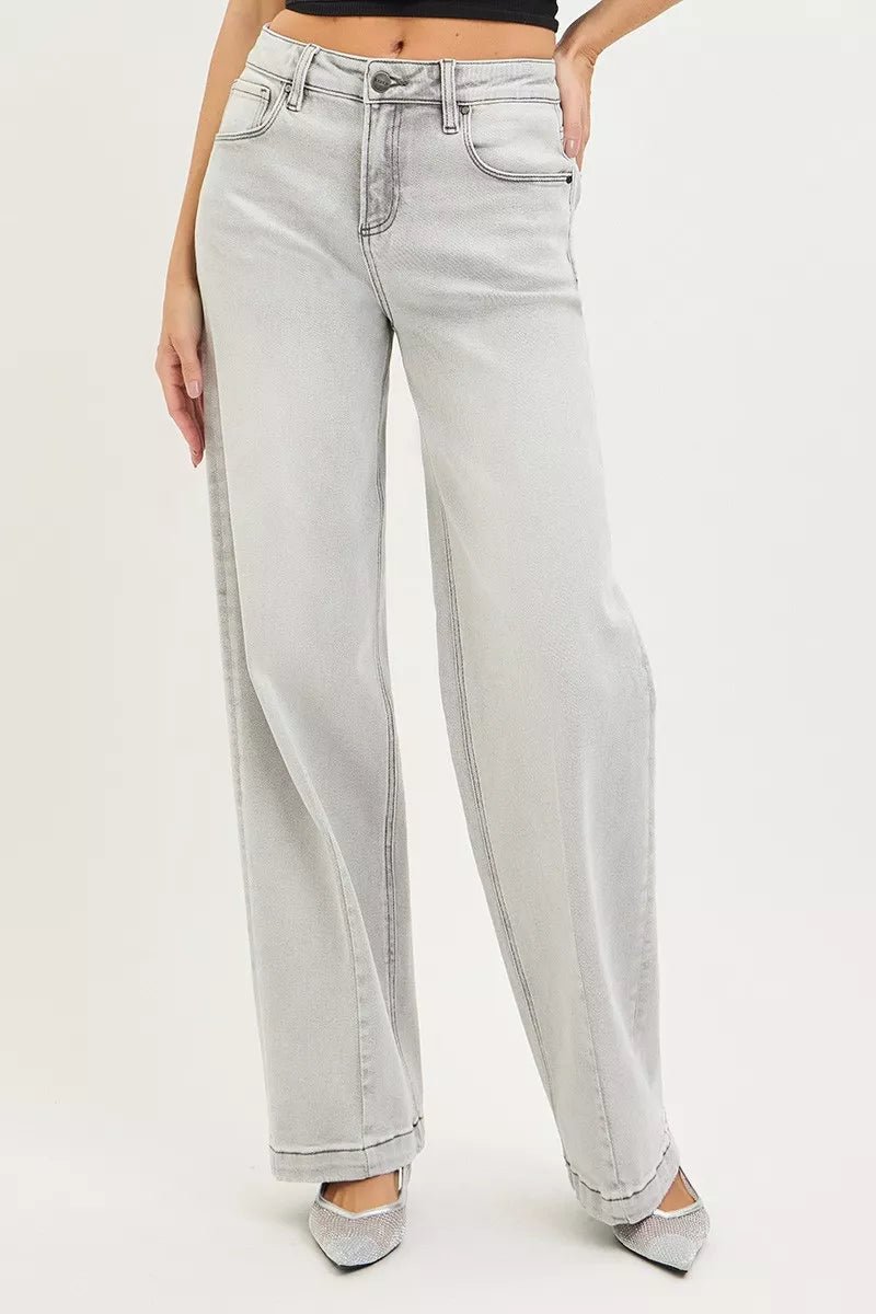 RISEN Slouchy Baggy Jeans with Contrast Stitching - Bitsy Gypsy Boutique