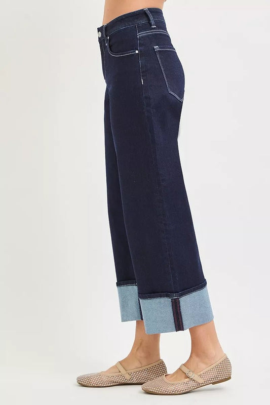 RISEN Slouchy Crop Barrel Cuffed Hem Jeans - Bitsy Gypsy Boutique