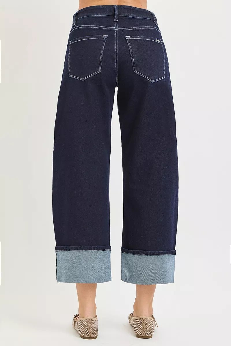 RISEN Slouchy Crop Barrel Cuffed Hem Jeans - Bitsy Gypsy Boutique