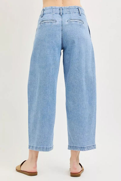 RISEN Slouchy Crop Barrel Pleated Jeans - Bitsy Gypsy Boutique