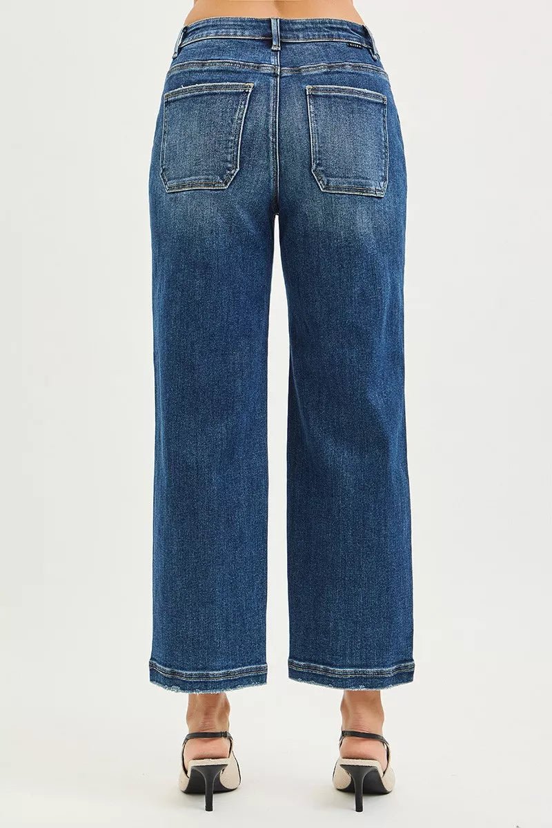 RISEN Slouchy Cropped Baggy Jeans with Front Patch Pocket - Bitsy Gypsy Boutique