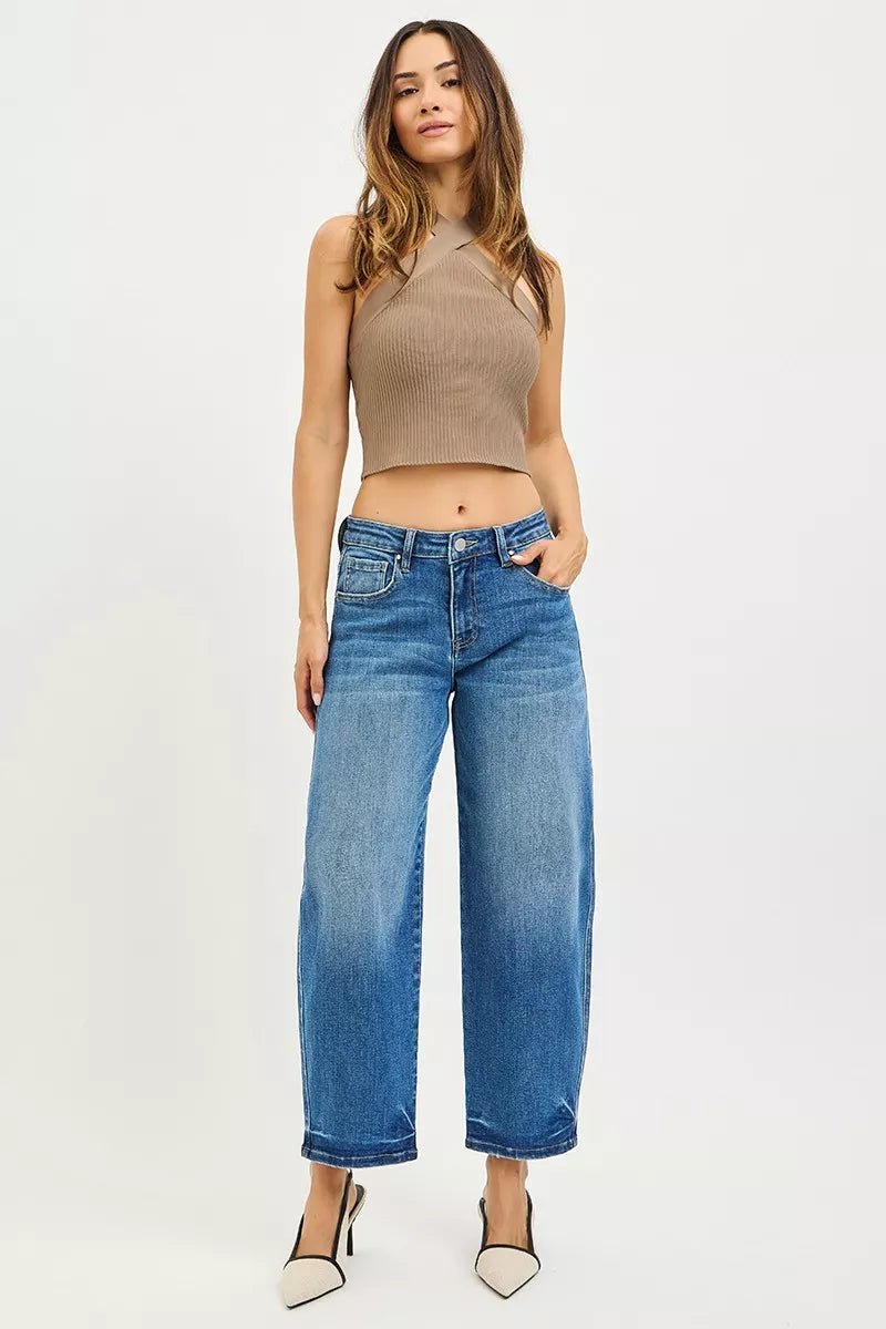 RISEN Slouchy Cropped Barrel Jeans - Bitsy Gypsy Boutique