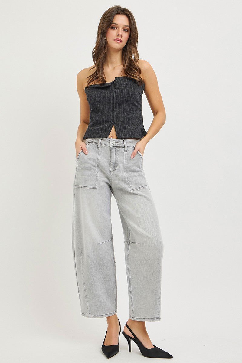 RISEN Slouchy Cropped Barrel Jeans - Bitsy Gypsy Boutique