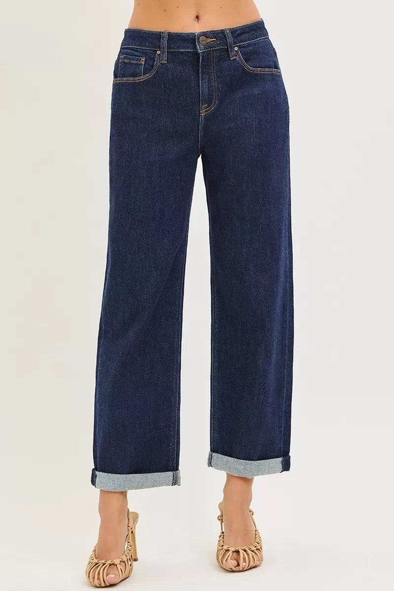 RISEN Slouchy Cropped Boyfriend Jeans With Cuffed Hem - Bitsy Gypsy Boutique