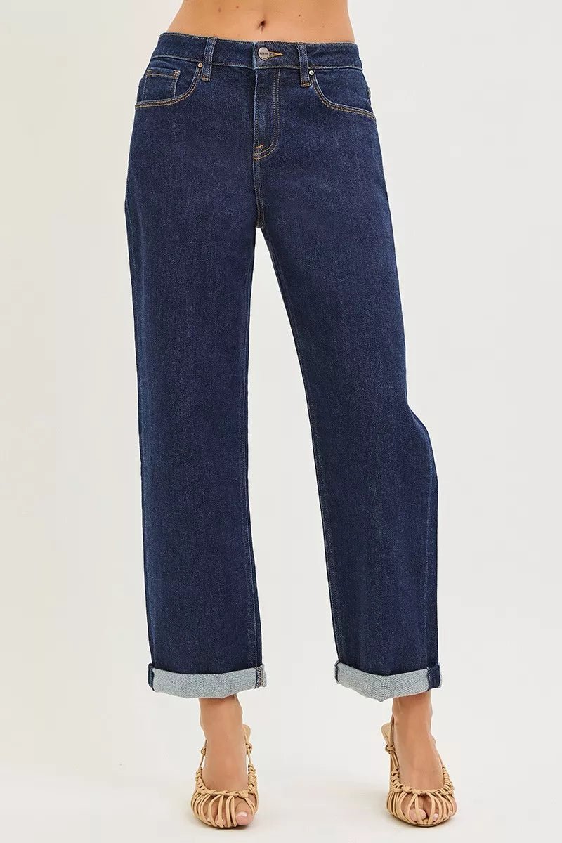 RISEN Slouchy Cropped Boyfriend Jeans With Cuffed Hem - Bitsy Gypsy Boutique