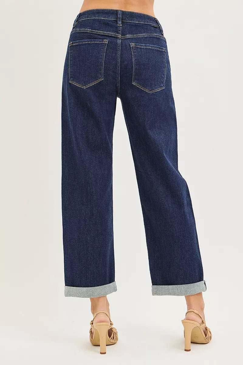 RISEN Slouchy Cropped Boyfriend Jeans With Cuffed Hem - Bitsy Gypsy Boutique