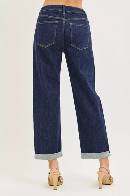 RISEN Slouchy Cropped Boyfriend Jeans With Cuffed Hem - Bitsy Gypsy Boutique