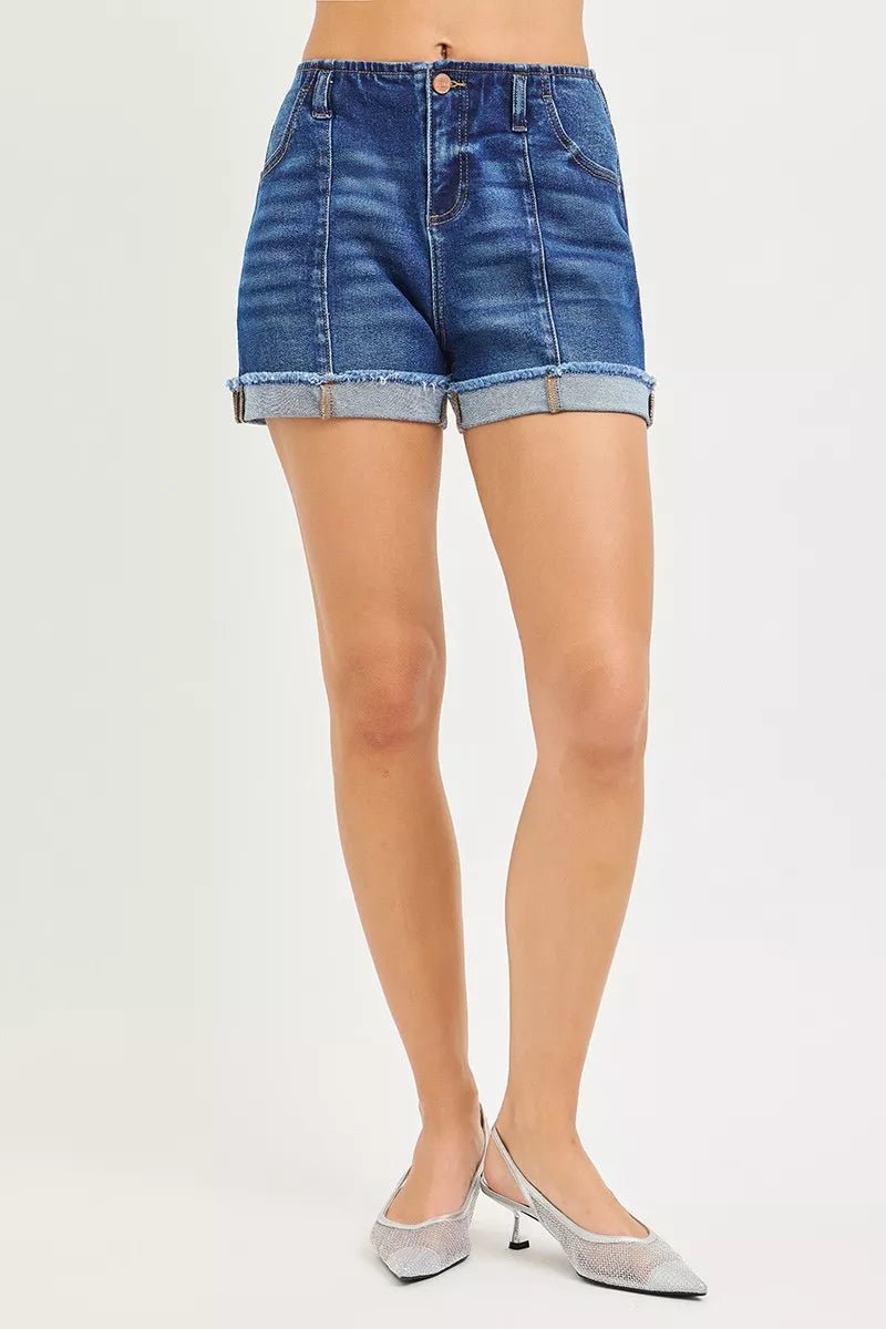 RISEN Slouchy Cuffed Denim Shorts - Bitsy Gypsy Boutique