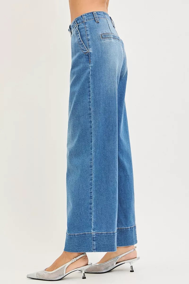 RISEN Slouchy Wide Leg Jeans With Pleats - Bitsy Gypsy Boutique