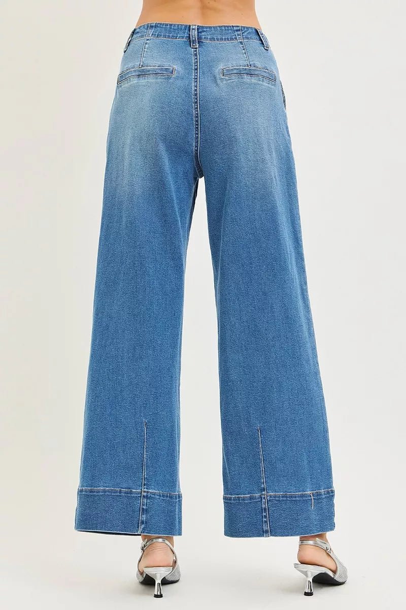 RISEN Slouchy Wide Leg Jeans With Pleats - Bitsy Gypsy Boutique