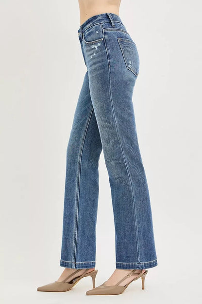 RISEN Tummy Control 4way Stretch Mid Rise Straight Crease Line - Bitsy Gypsy Boutique