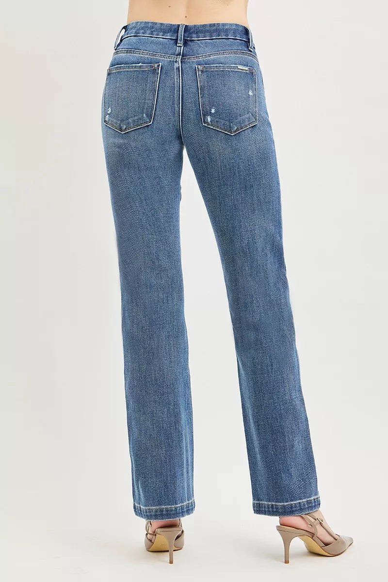 RISEN Tummy Control 4way Stretch Mid Rise Straight Crease Line - Bitsy Gypsy Boutique