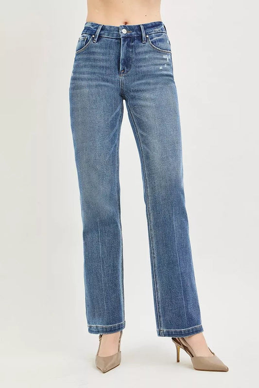RISEN Tummy Control 4way Stretch Mid Rise Straight Crease Line - Bitsy Gypsy Boutique