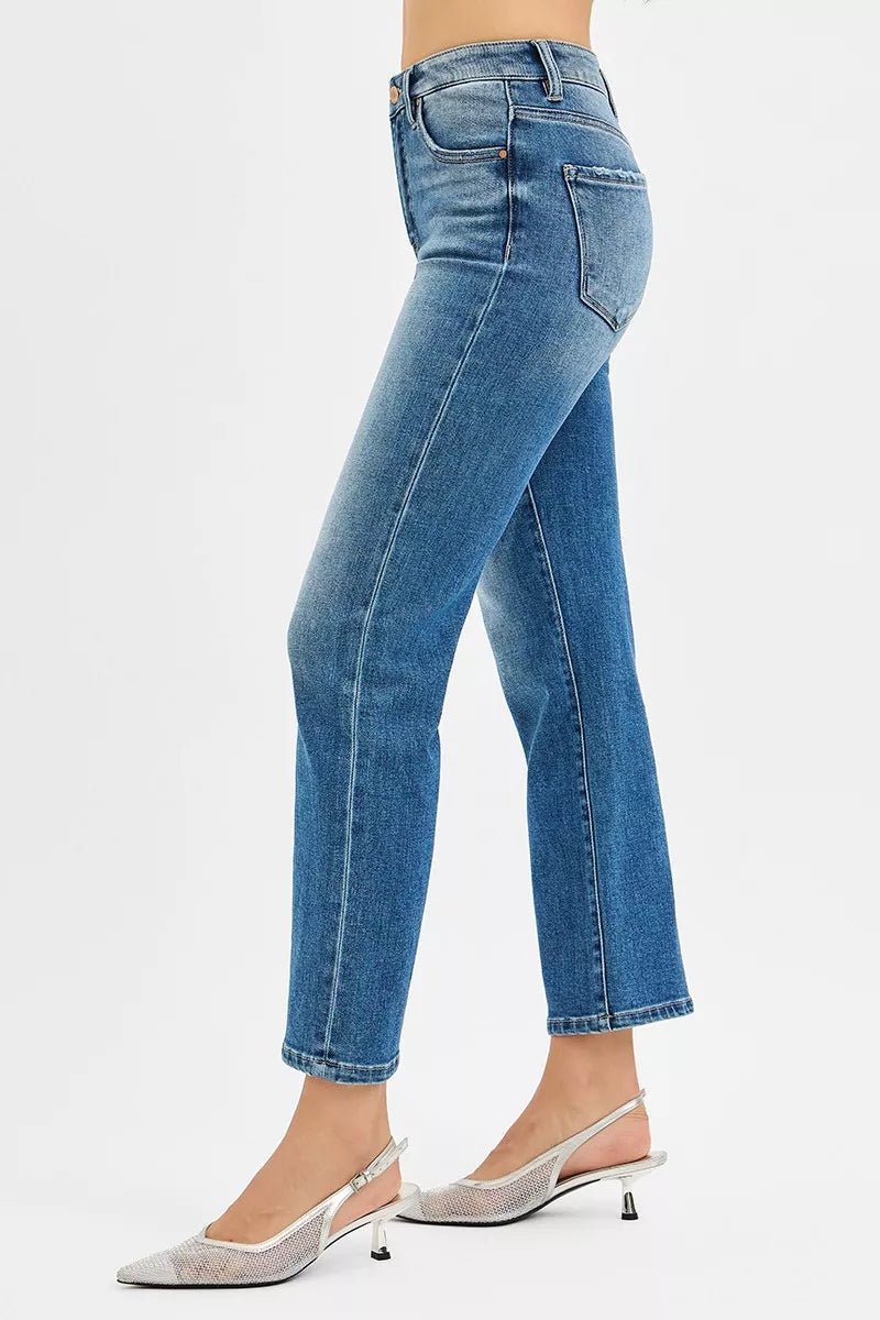 RISEN Tummy Control High Rise Crop Straight Jeans - Bitsy Gypsy Boutique