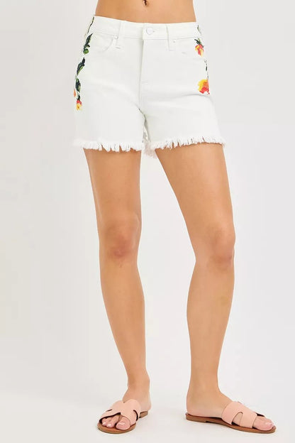 RISEN Tummy Control High Rise Flower Printed Shorts - Bitsy Gypsy Boutique