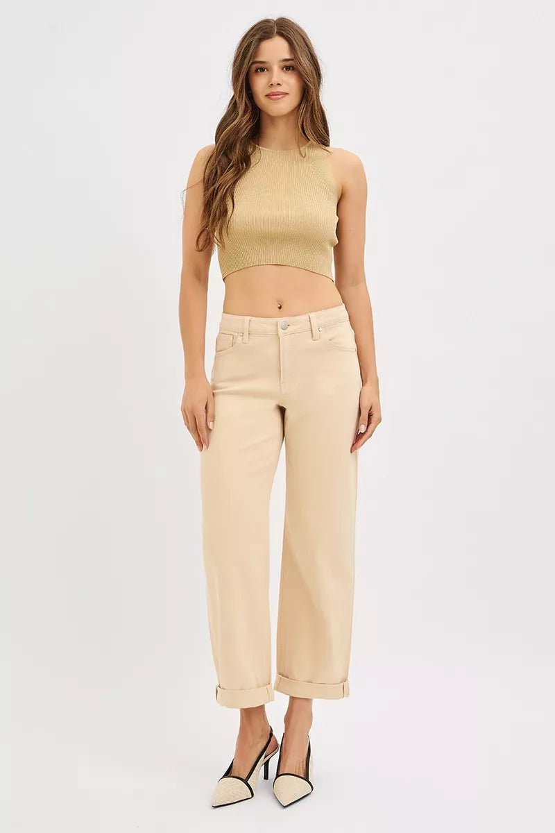 RISEN Tummy Control Mid Rise Ankle Barrel Relaxed Baggy - Bitsy Gypsy Boutique