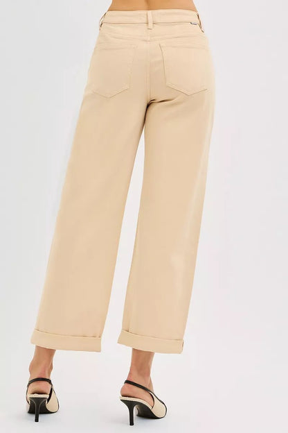 RISEN Tummy Control Mid Rise Ankle Barrel Relaxed Baggy - Bitsy Gypsy Boutique