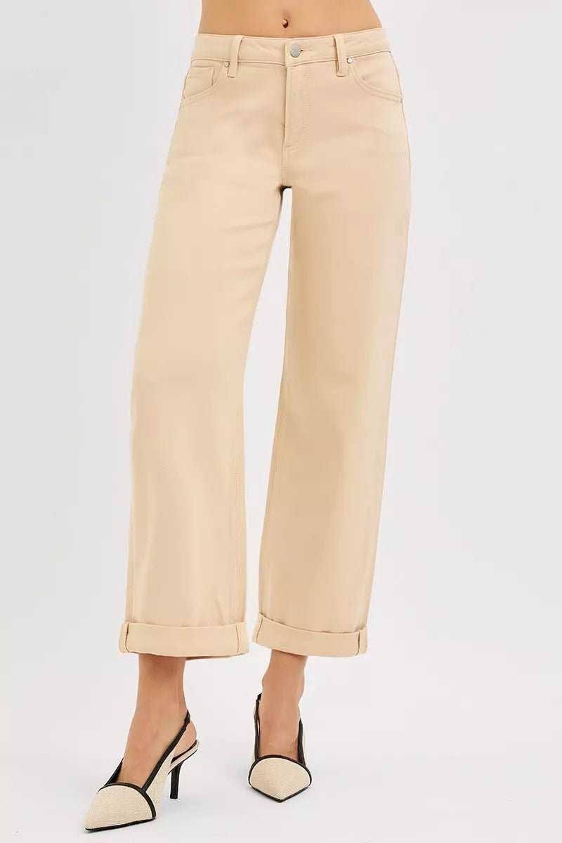 RISEN Tummy Control Mid Rise Ankle Barrel Relaxed Baggy - Bitsy Gypsy Boutique