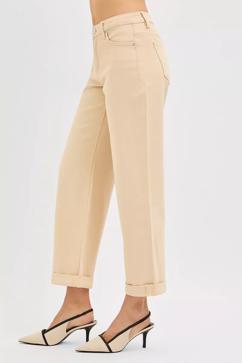 RISEN Tummy Control Mid Rise Ankle Barrel Relaxed Baggy - Bitsy Gypsy Boutique
