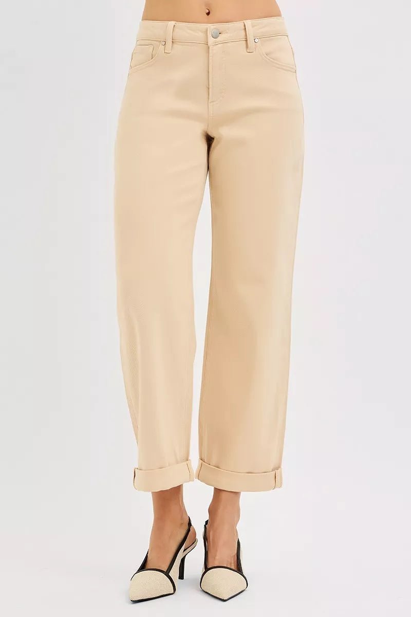 RISEN Tummy Control Mid Rise Ankle Barrel Relaxed Baggy - Bitsy Gypsy Boutique