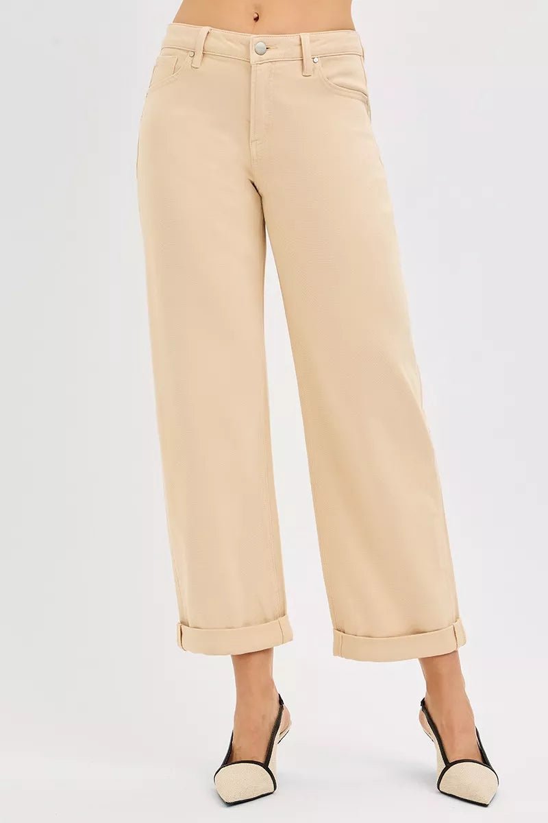 RISEN Tummy Control Mid Rise Ankle Barrel Relaxed Baggy - Bitsy Gypsy Boutique