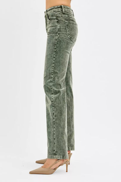 RISEN Tummy Control Mid Rise Straight Leg Corduroy Pants - Bitsy Gypsy Boutique