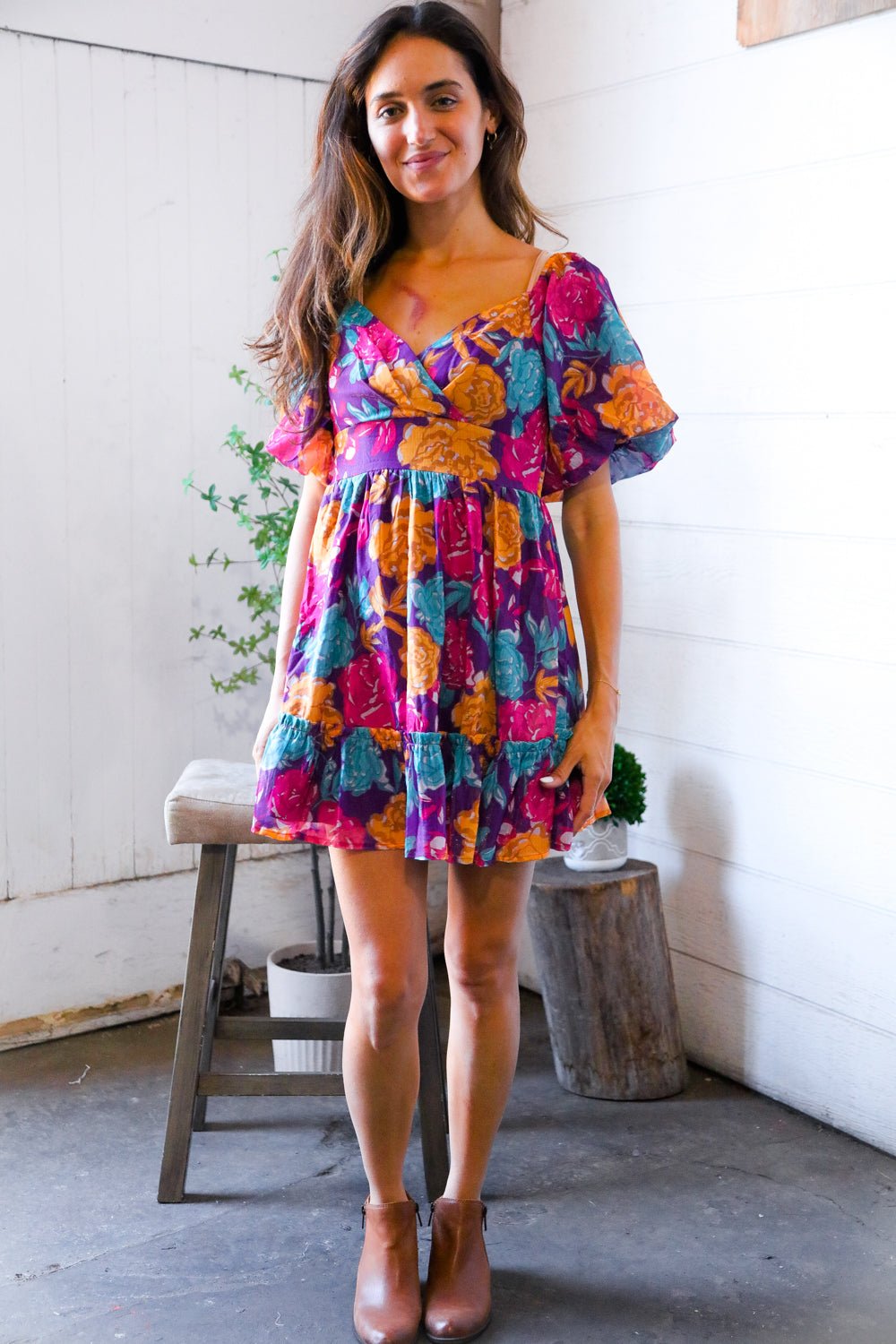 Rosewood Romance Banded Surplice Dress - Bitsy Gypsy Boutique