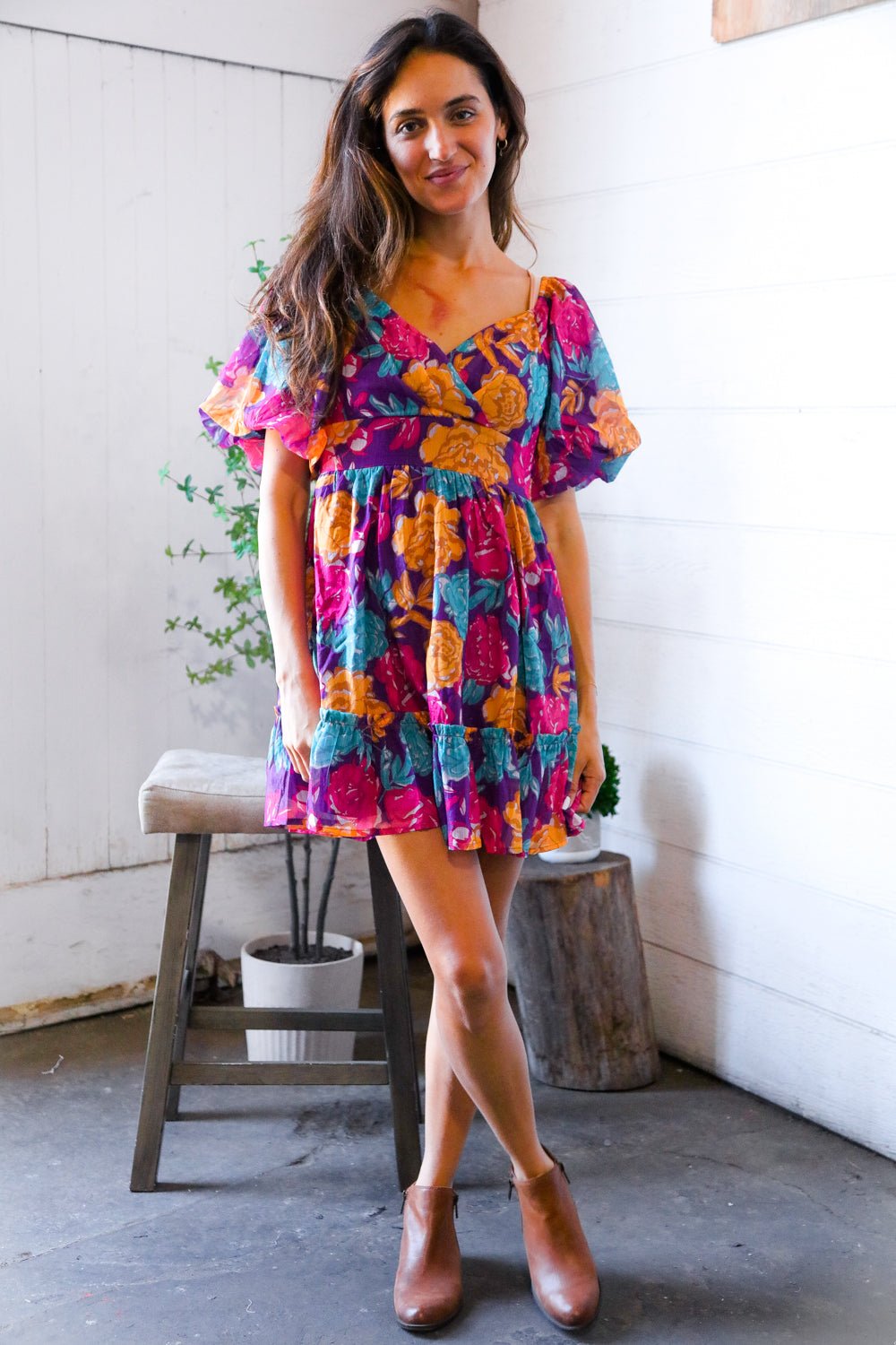 Rosewood Romance Banded Surplice Dress - Bitsy Gypsy Boutique