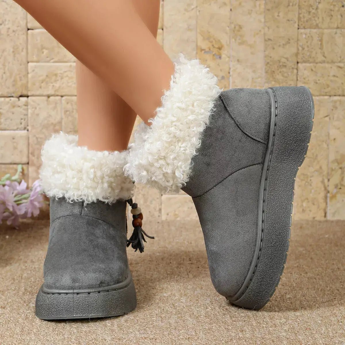 Round Toe Faux Fur Lined Boots - Bitsy Gypsy Boutique