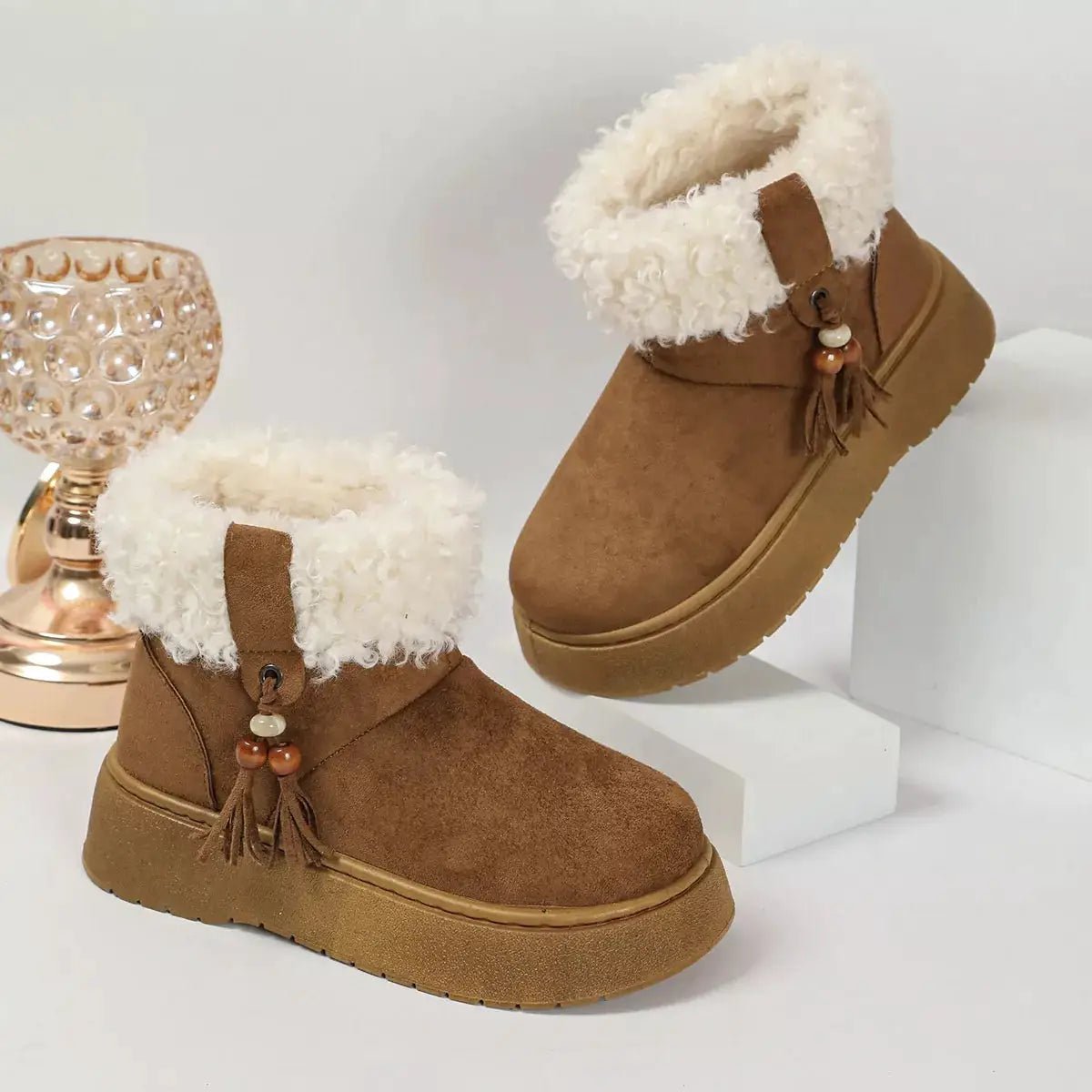 Round Toe Faux Fur Lined Boots - Bitsy Gypsy Boutique