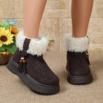 Round Toe Faux Fur Lined Boots - Bitsy Gypsy Boutique