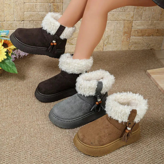 Round Toe Faux Fur Lined Boots - Bitsy Gypsy Boutique