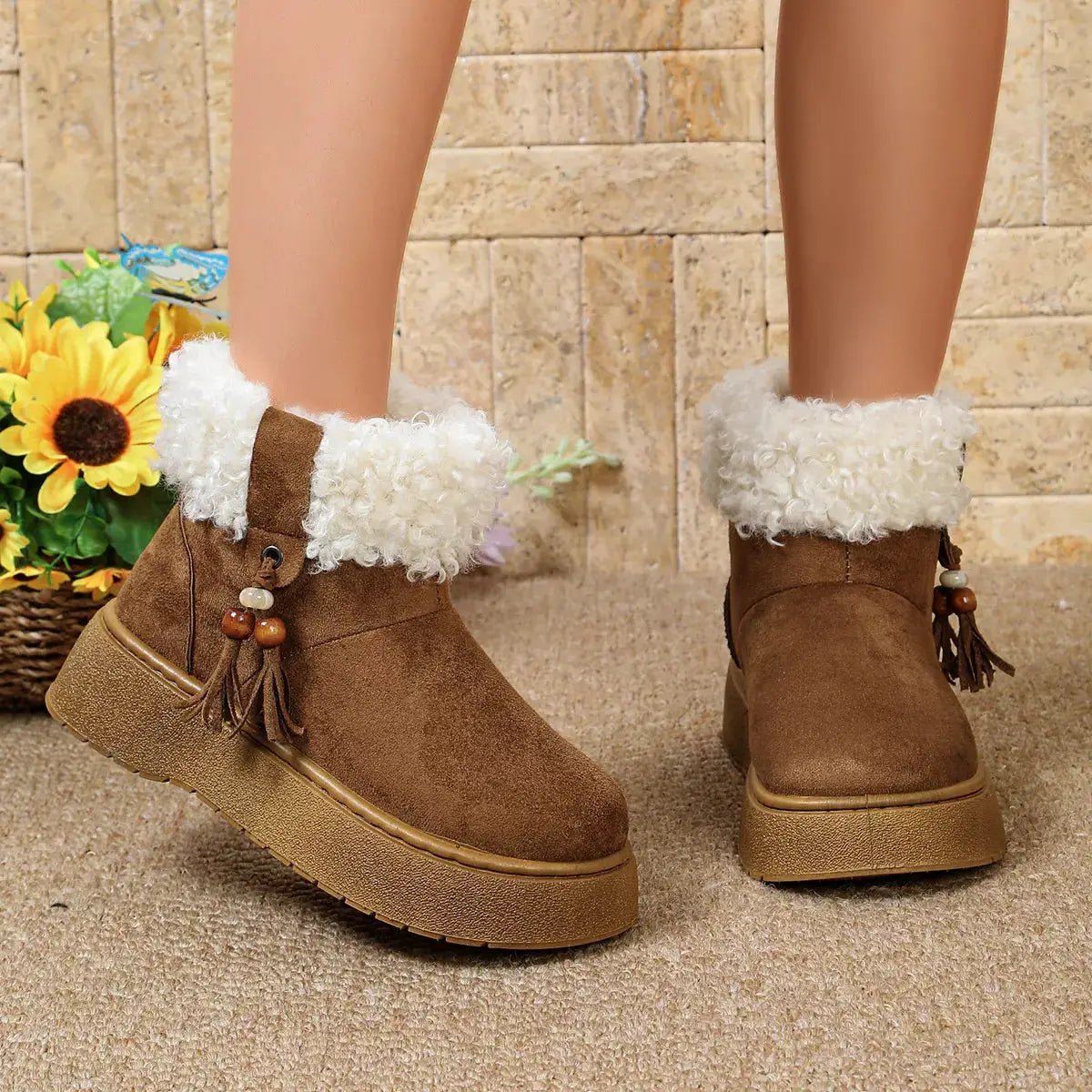 Round Toe Faux Fur Lined Boots - Bitsy Gypsy Boutique