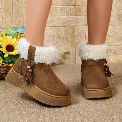 Round Toe Faux Fur Lined Boots - Bitsy Gypsy Boutique