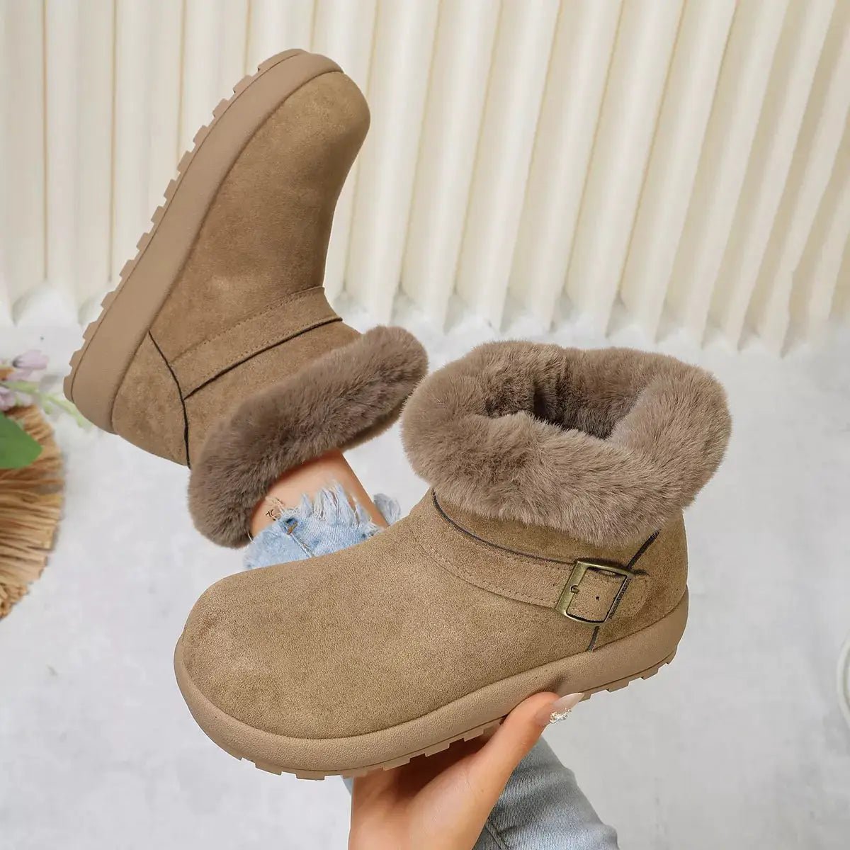 Round Toe Fuzzy Boots - Bitsy Gypsy Boutique