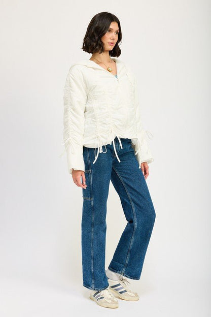 RUCHED PUFF JACKET - Bitsy Gypsy Boutique