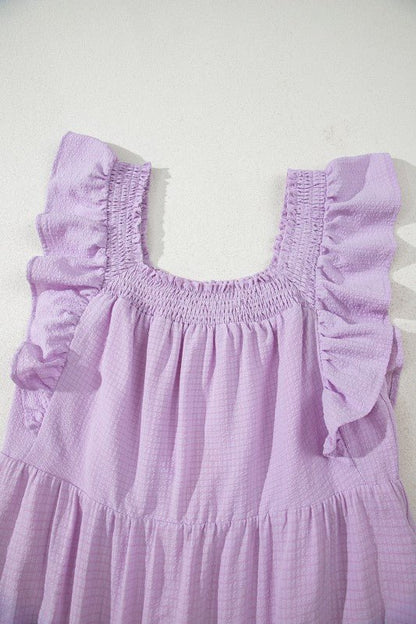 Ruffle Flutter Sleeve Square Neck Maxi Dress - Bitsy Gypsy Boutique