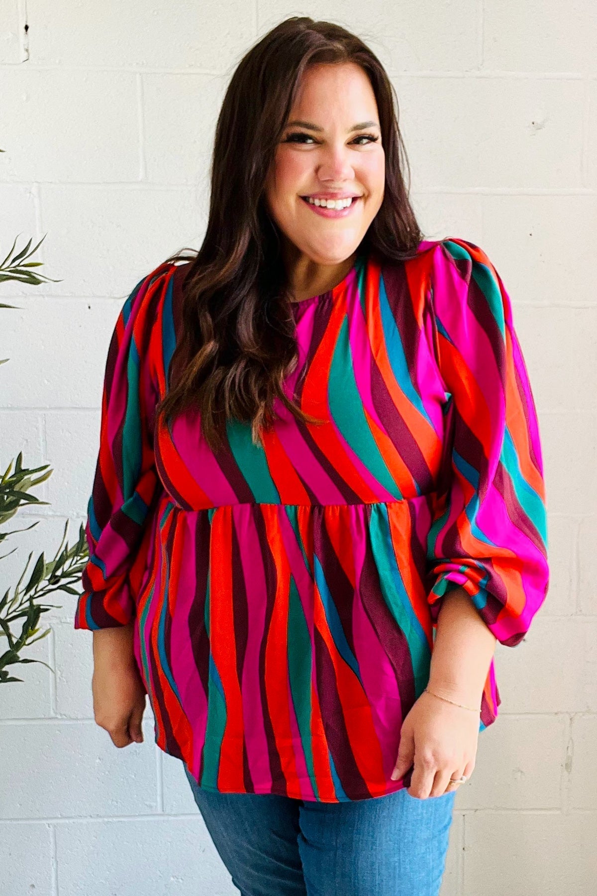 Rust & Berry Abstract Print Babydoll Air Flow Woven Top - Bitsy Gypsy Boutique