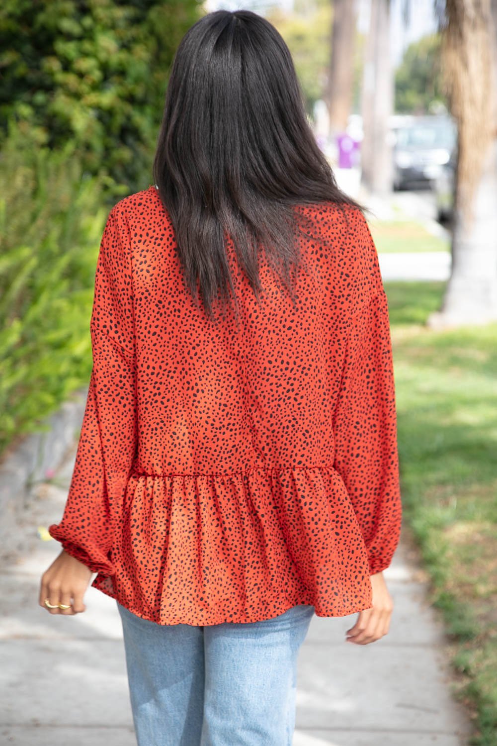 Rust Leopard Wool Dobby Woven Knit Top - Bitsy Gypsy Boutique