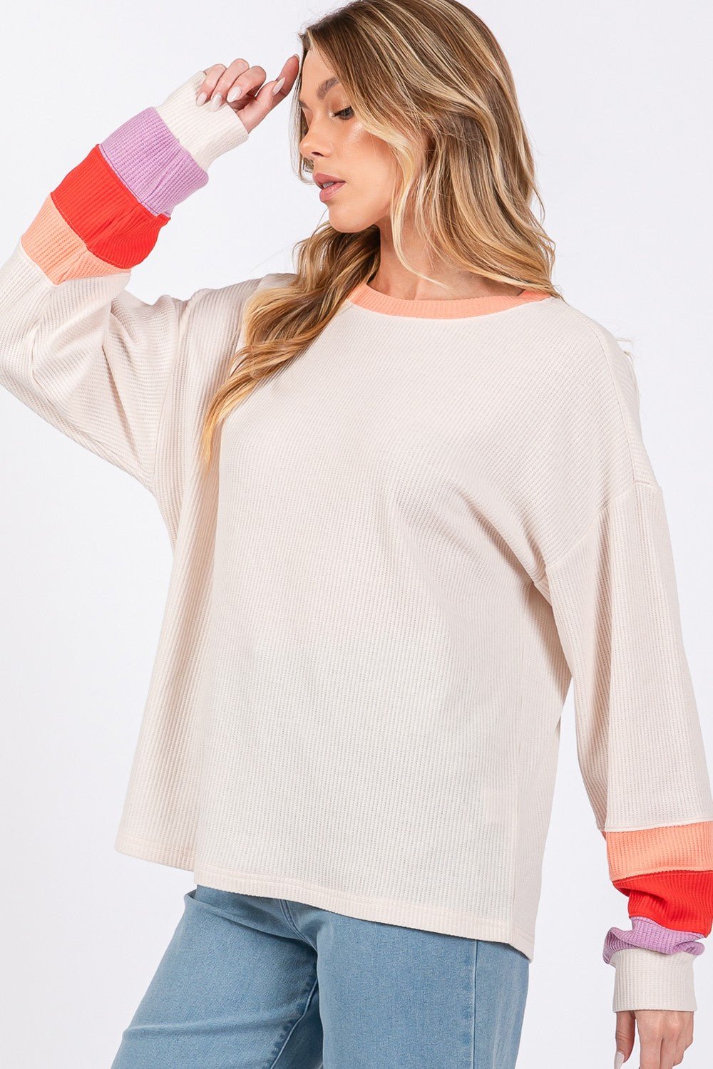 SAGE + FIG Color Block Waffle Knit T-Shirt - Bitsy Gypsy Boutique