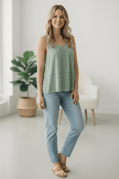 Sage & Sweet Lace Tank Top - Bitsy Gypsy Boutique