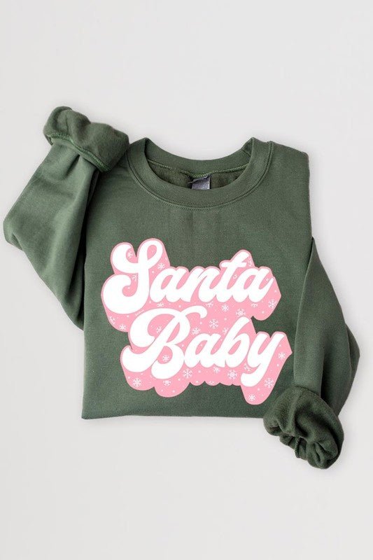 Santa Baby Graphic Fleece Sweatshirts - Bitsy Gypsy Boutique