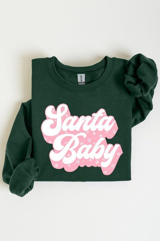 Santa Baby Graphic Fleece Sweatshirts - Bitsy Gypsy Boutique
