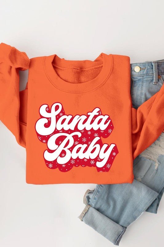 Santa Baby Graphic Fleece Sweatshirts - Bitsy Gypsy Boutique