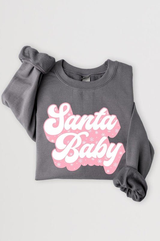 Santa Baby Graphic Fleece Sweatshirts - Bitsy Gypsy Boutique
