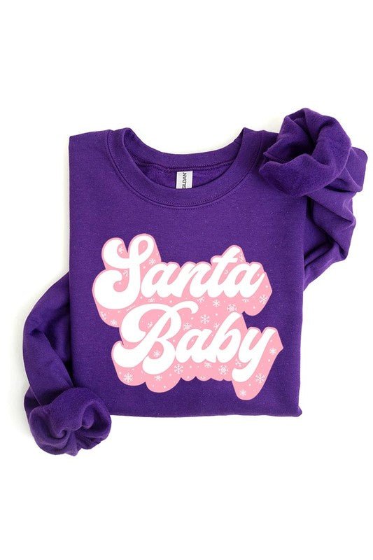 Santa Baby Graphic Fleece Sweatshirts - Bitsy Gypsy Boutique